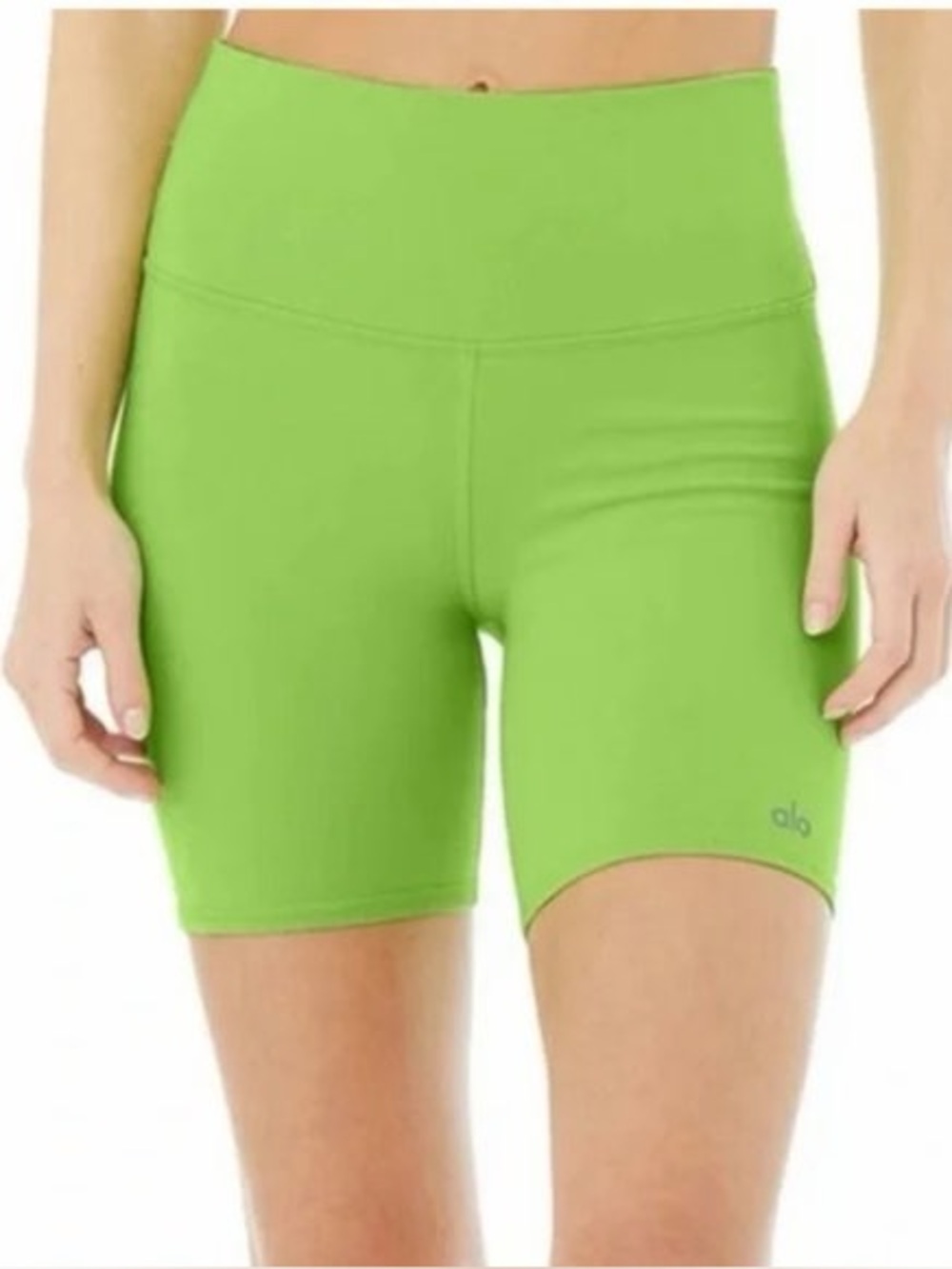 ALO Yoga High-Waist Bike Shorts in Lime Green Size Large EUC